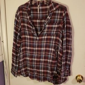 V neck flannel with pockets